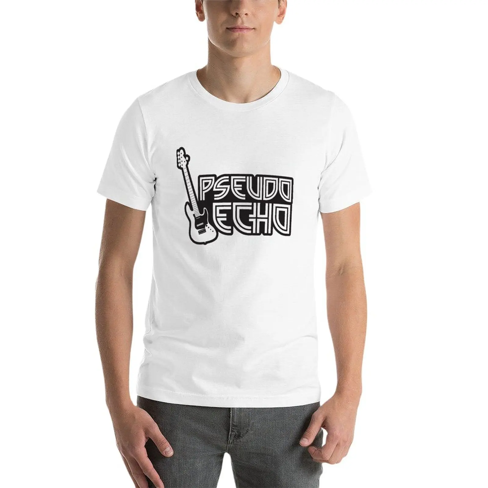 Новая Черно-белая футболка псевдоэхо гитара индивидуальные футболки корейская