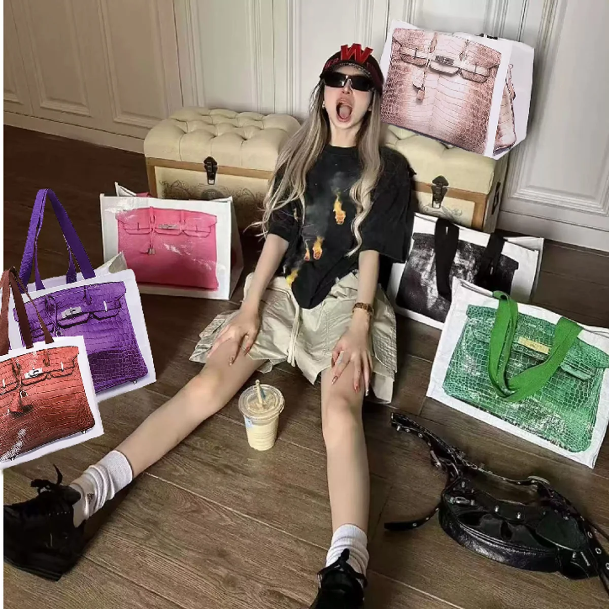 НОВАЯ модная женская дизайнерская сумка для покупок Remake сумки большой