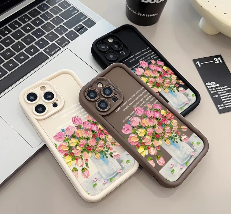 Новый кожаный чехол INS Soft Luxtury Flowers 3D для iPhone 16 Pro 15 14 13 12 11 Max Plus милый симиконовый