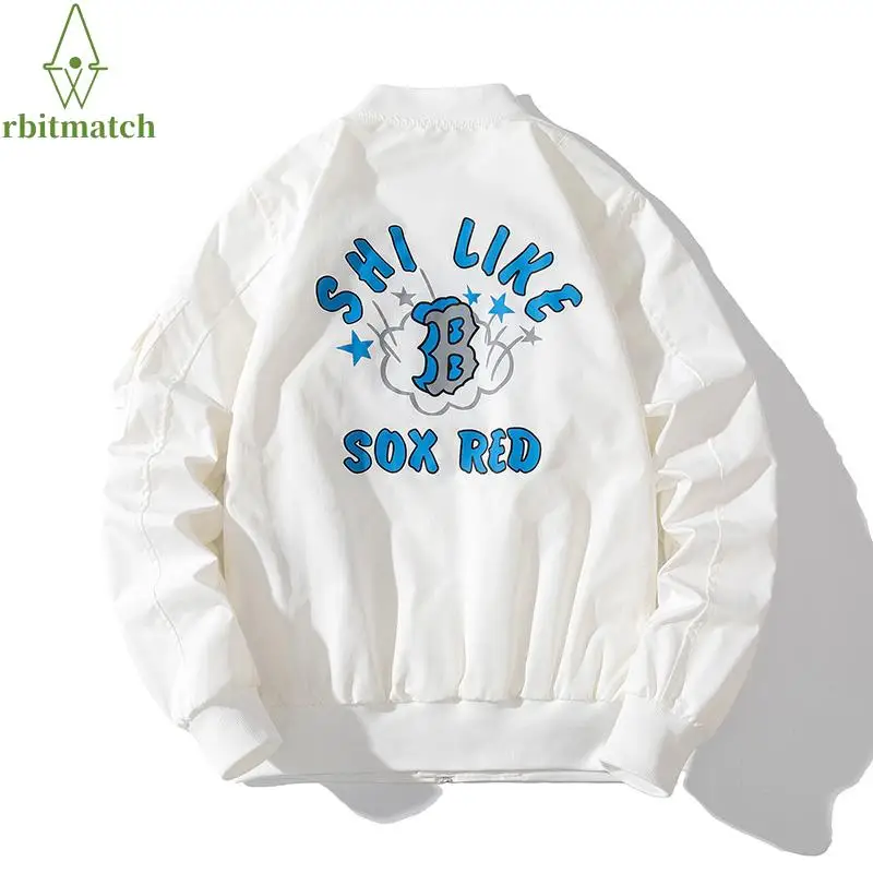

Baseball Jacket Men Women Printing Letter Bomber Jacket Casual College Coat Streetwear Windbreaker Couple Korean Clothes Youth