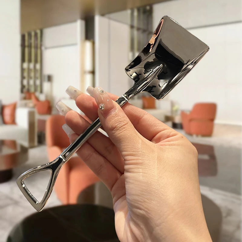 Красная И Золотая Квадратная Ложка Из Нержавеющей Стали С Длинной Ручкой