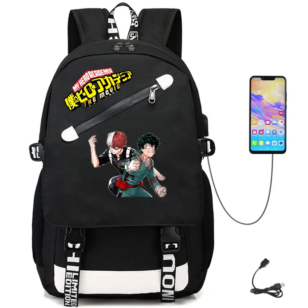 

Anime My Hero Academia Deku USB Backpack Kids Teens Student School Bags Bookbag Boku no Hero Academia Shoulder Travel Laptop Bag