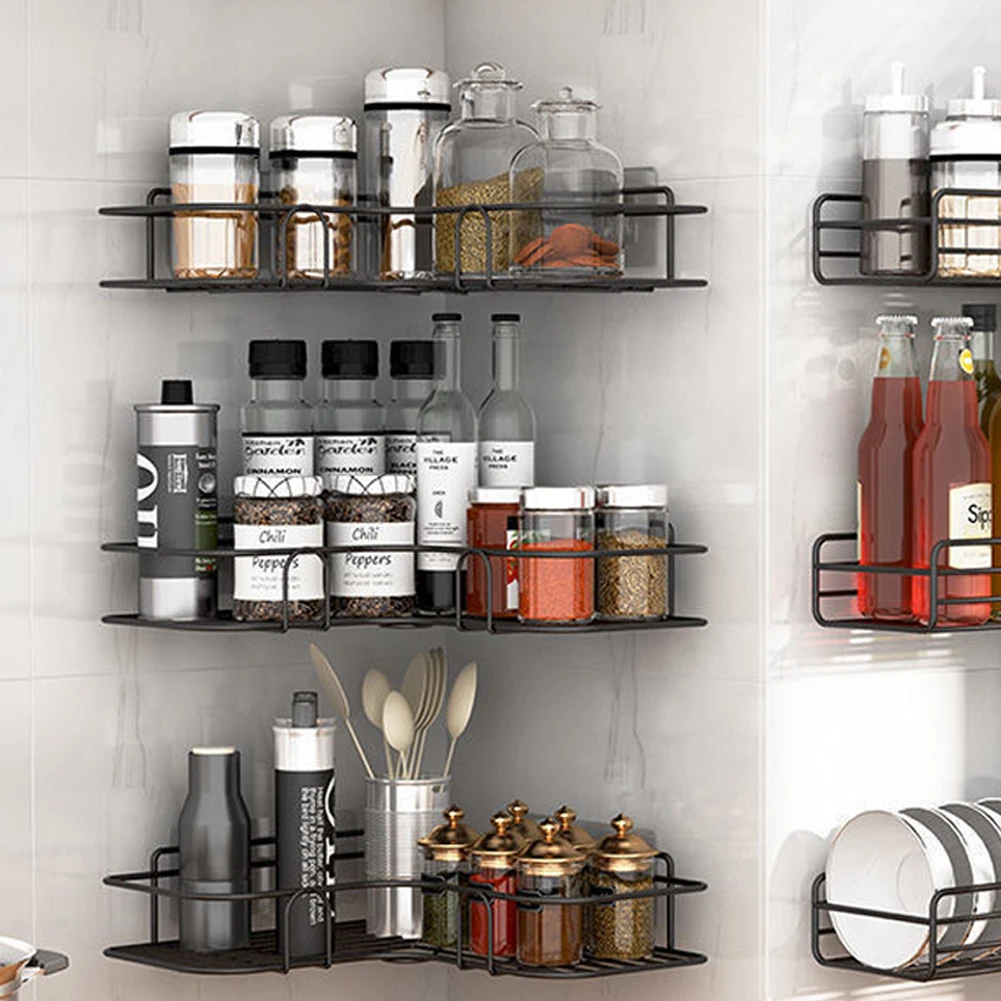 

Bathroom Shelf Shampoo Storage Rack Condiment Corner Shelf Wall-mounted Shelf Bathroom Storage Shelf For Bathroom Kitchen