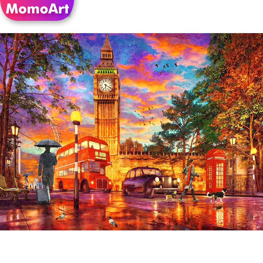 MomoArt DIY алмазная мозаика улица здание картина стразами вышивка пейзаж крестиком