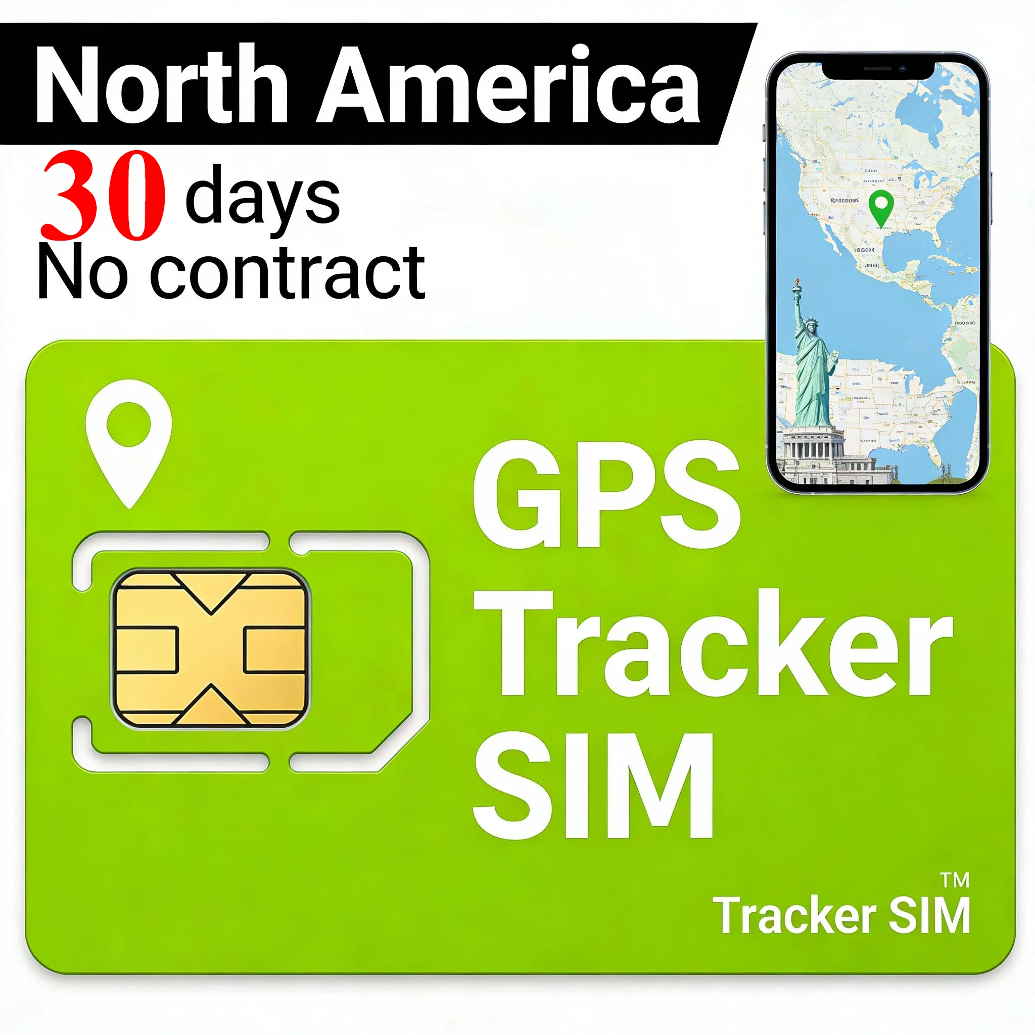 Фото SIM-карта для трекера, 4G LTE Cat4 IoT GPS, без контракта, 30 МБ/30 дней, продлеваемый план «3-в-1», ZOVAGOLO СЕВЕРНАЯ АМЕРИКА №3