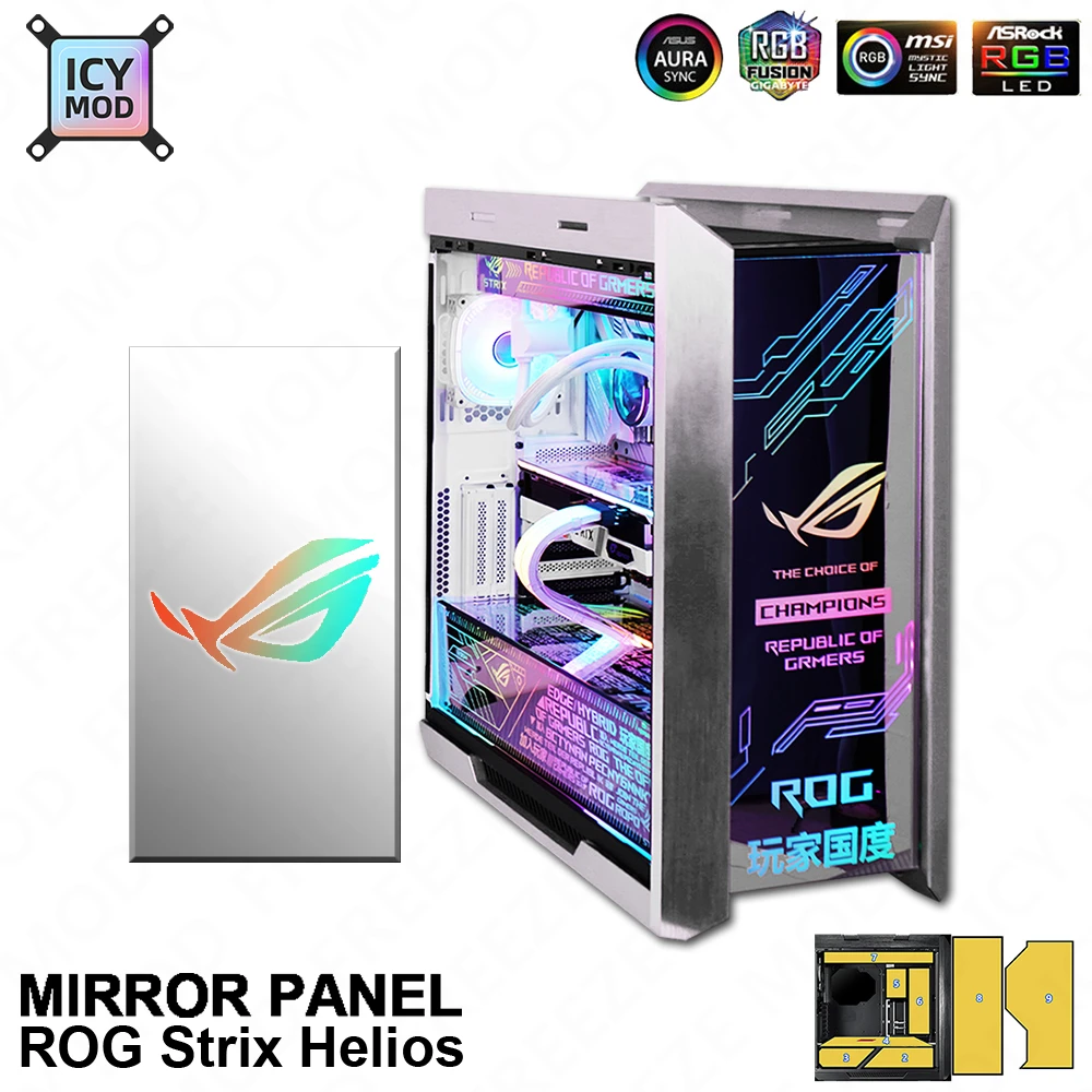 

GX601 Mirror Panel ROG Strix Helios Chassis Lighting DIY PC Shroud ARGB ASUS Strix Republic of Gamers MOD Rainbow Reflection