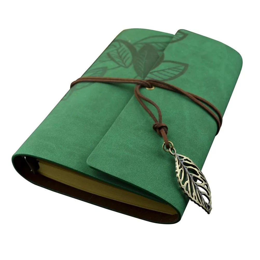 

Vintage Style Leaf Leaves Pattern PU Cover Loose-leaf String Bound Blank Notebook Notepad Travel Journal Diary Jotter - Size