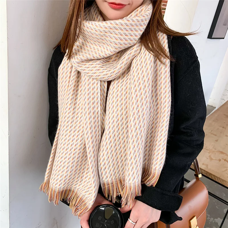 

Luxury Plaid Scarf Cashmere Thick Shawl Women Long Winter Wram Pashmina Wraps Hijab Tassel Bufanda Foulard