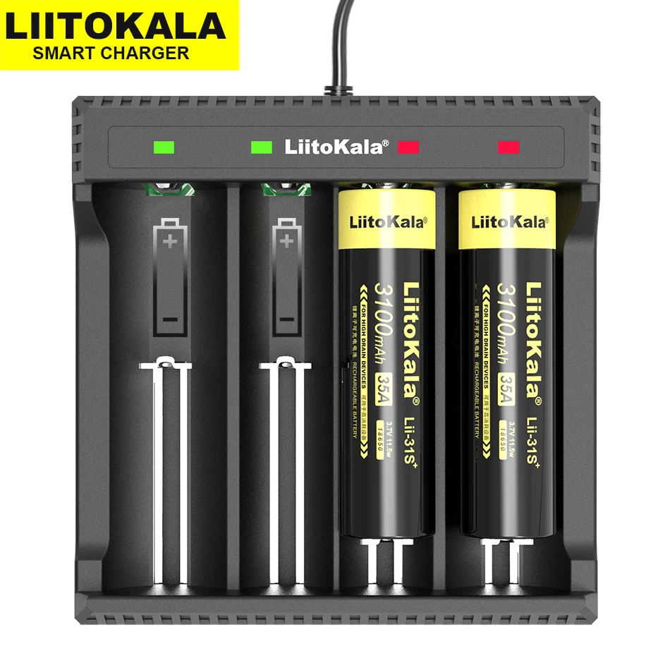 

LiitoKala Lii-L2 Lii-L4 Lii-PD2 Lii-PD4 Lii-500 18650 Rechargeable Battery Charger For 16340 26650 21700 18500 Batteries+5V plug