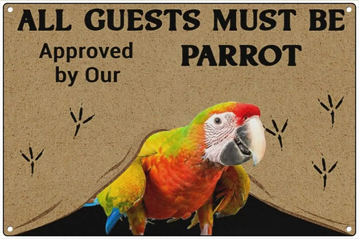 

All Guest Must Parrot Art Drawing Poster Home Living Room Room Decoration Bar Office Simple Wall Decoration Metal Tin Wall Sign
