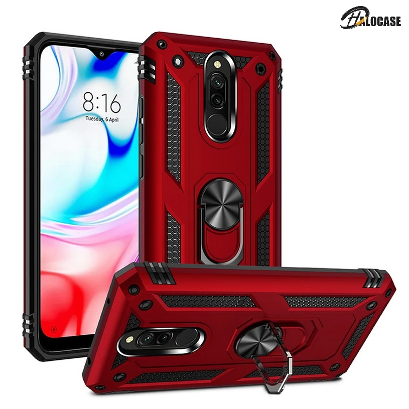 

Luxury Armor Shockproof Case For Xiaomi Redmi 8 case Silicone Bumper Hybrid Case For xiaomi redmi 8A redmi8 Metal Ring Cover