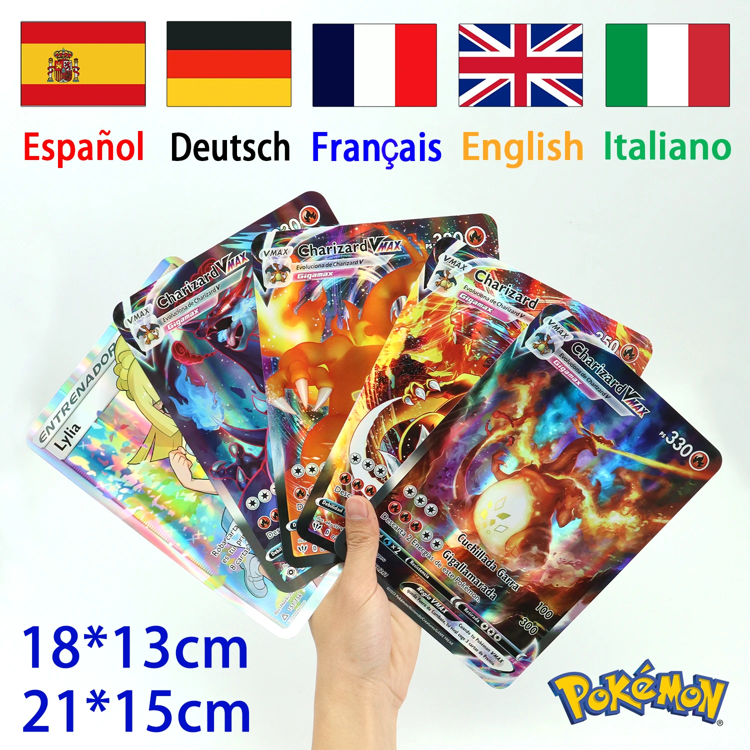 

Big Pokemon Card Album Vstar Pack Oversized Jumbo Letters XXL spanish German French Italian Vmax GX Pikachu Charizard Rare Card