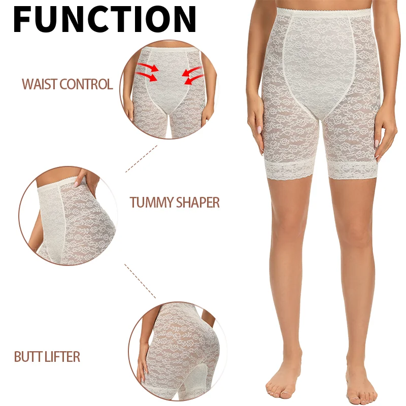 Women High Waist Flat Belly Panties Butt Lifter Body Shaper Pants Plus Size Slimming Underwear Summer Lace Boxer Short Lingeries