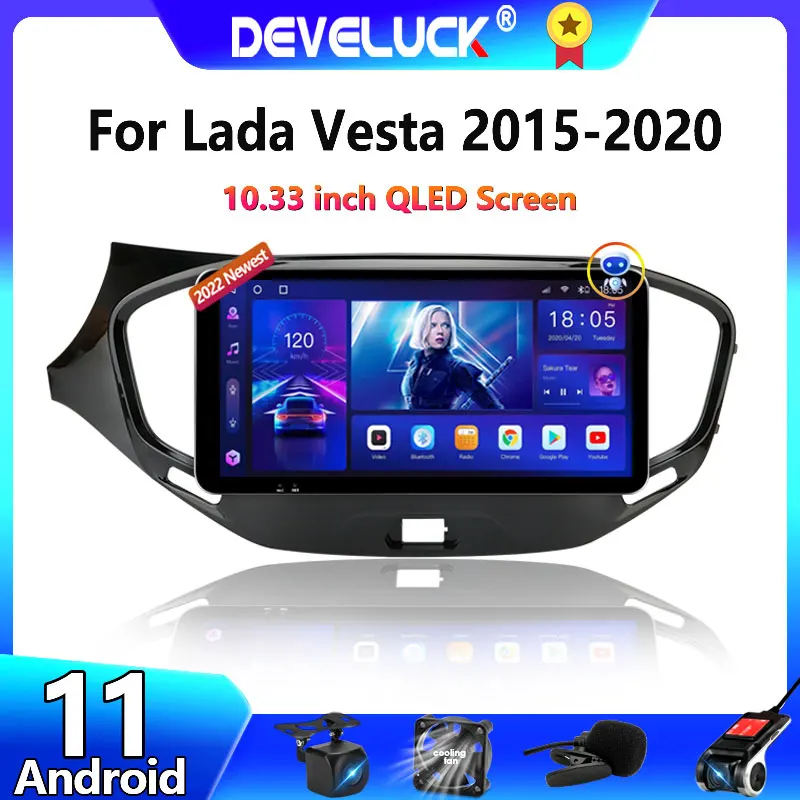 

2 Din Android 11 Car Radio 10.33" For LADA Vesta Cross Sport 2015-2019 Multimedia Video Player Navigation GPS QLED Screen DSP