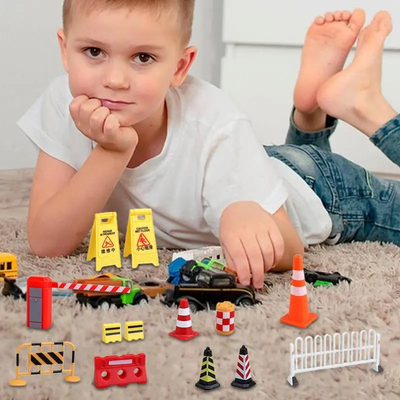 Игровой набор уличные знаки дорожный конус сигнальные игрушки для перехода 17x