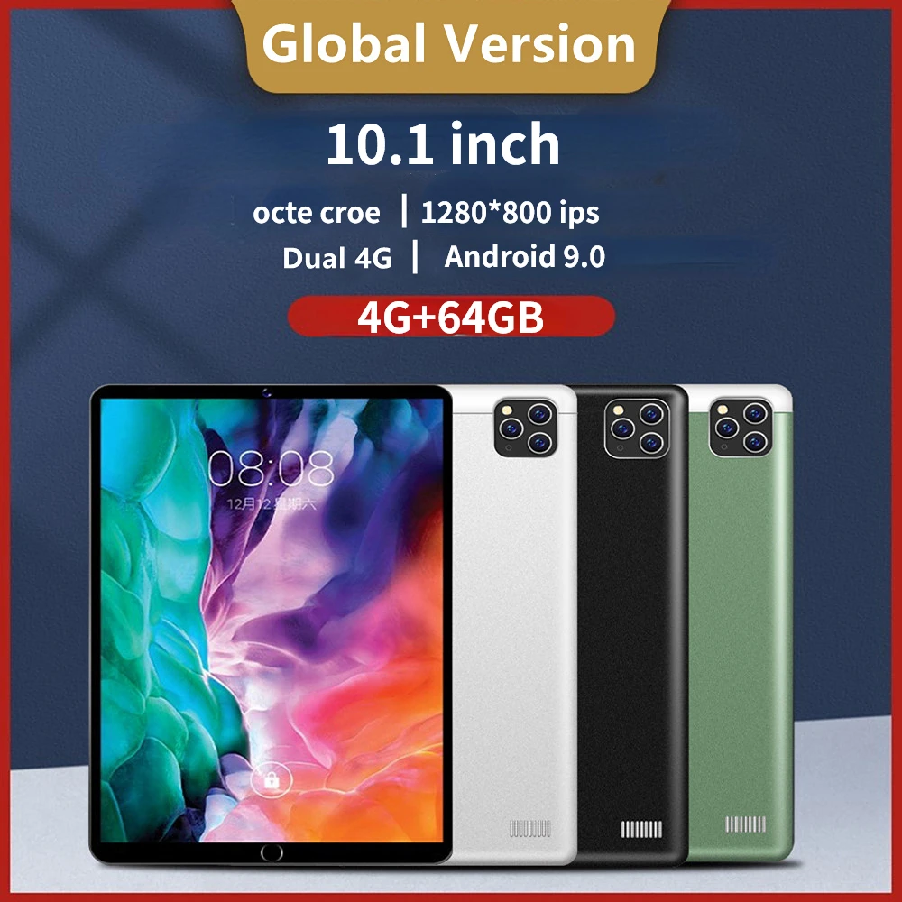 2023 Android 9.0 New 4G+64GB Tablet 10.1 Inch 4G Call Phone Tablet 1280*800 Hd Game Learning Webclass Supports WiFi GPS