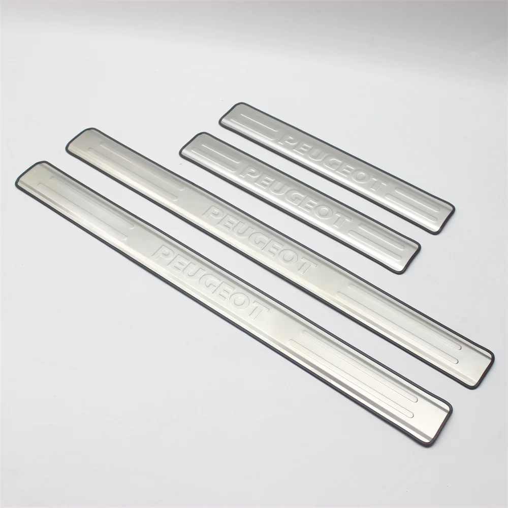 

Stainless Steel Led Door Sill Scuff Plate Guard Sills Protector Trim For Peugeot 206 207 307