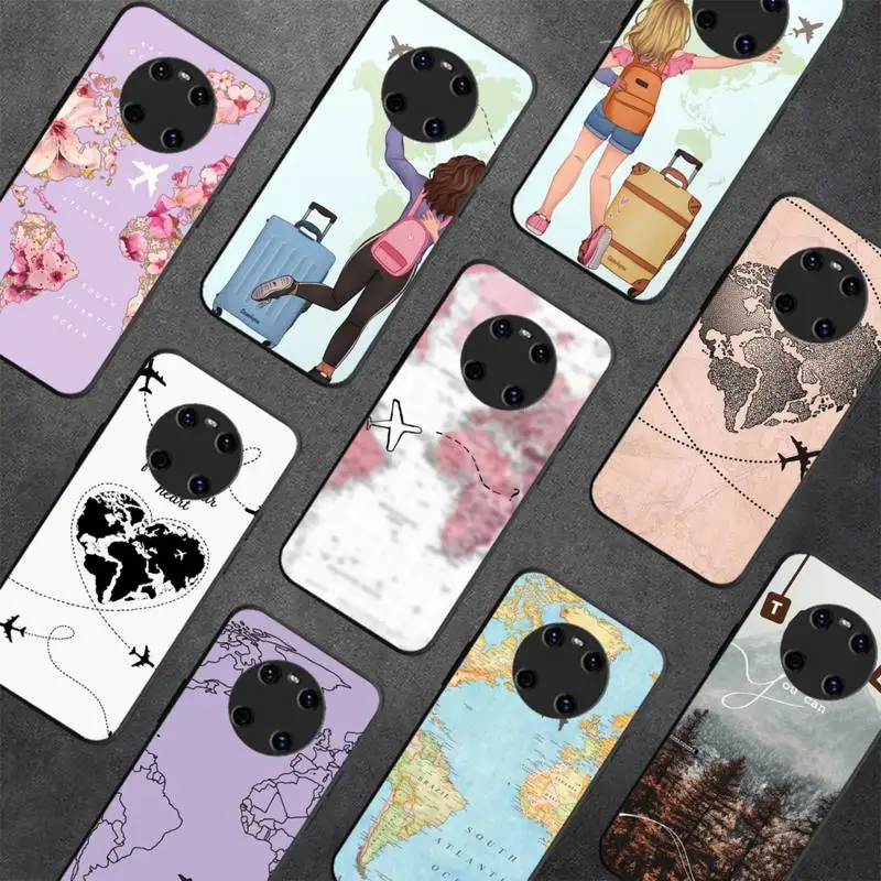 

World Map Travel Phone Case For Huawei Y 5 Y62019 Y52018 Y92019 Luxury case for 9prime2019
