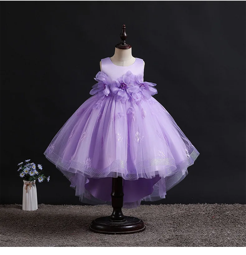 

Новое элегантное розовое Цветочное платье принцессы с бантом для дня рождения, церемониальное платье для девочек, бальное платье для девочек 9 лет