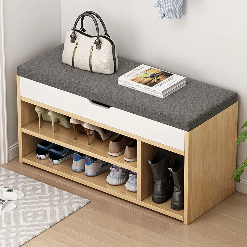 Экономичный Деревянный шкафчик для обуви с подушкой простой органайзер хранения