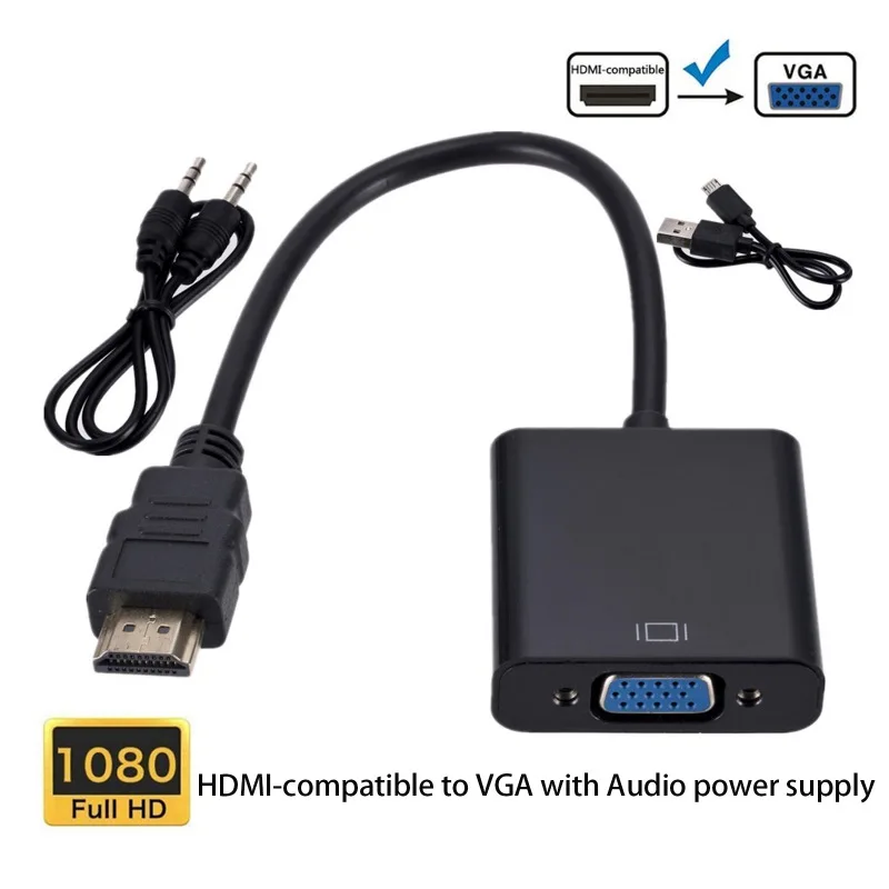 

HDMI-compatible to VGA Adapter Computer to Monitor Converter with Audio Cable