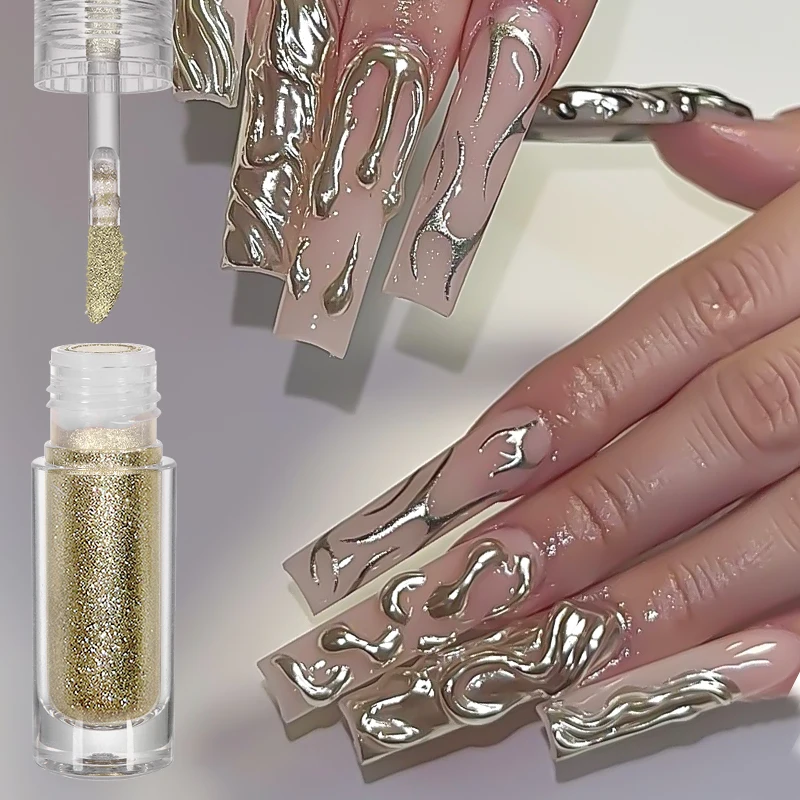 Полутвердая Волшебная зеркальная пудра для дизайна ногтей 3 г/бутылка блестящая