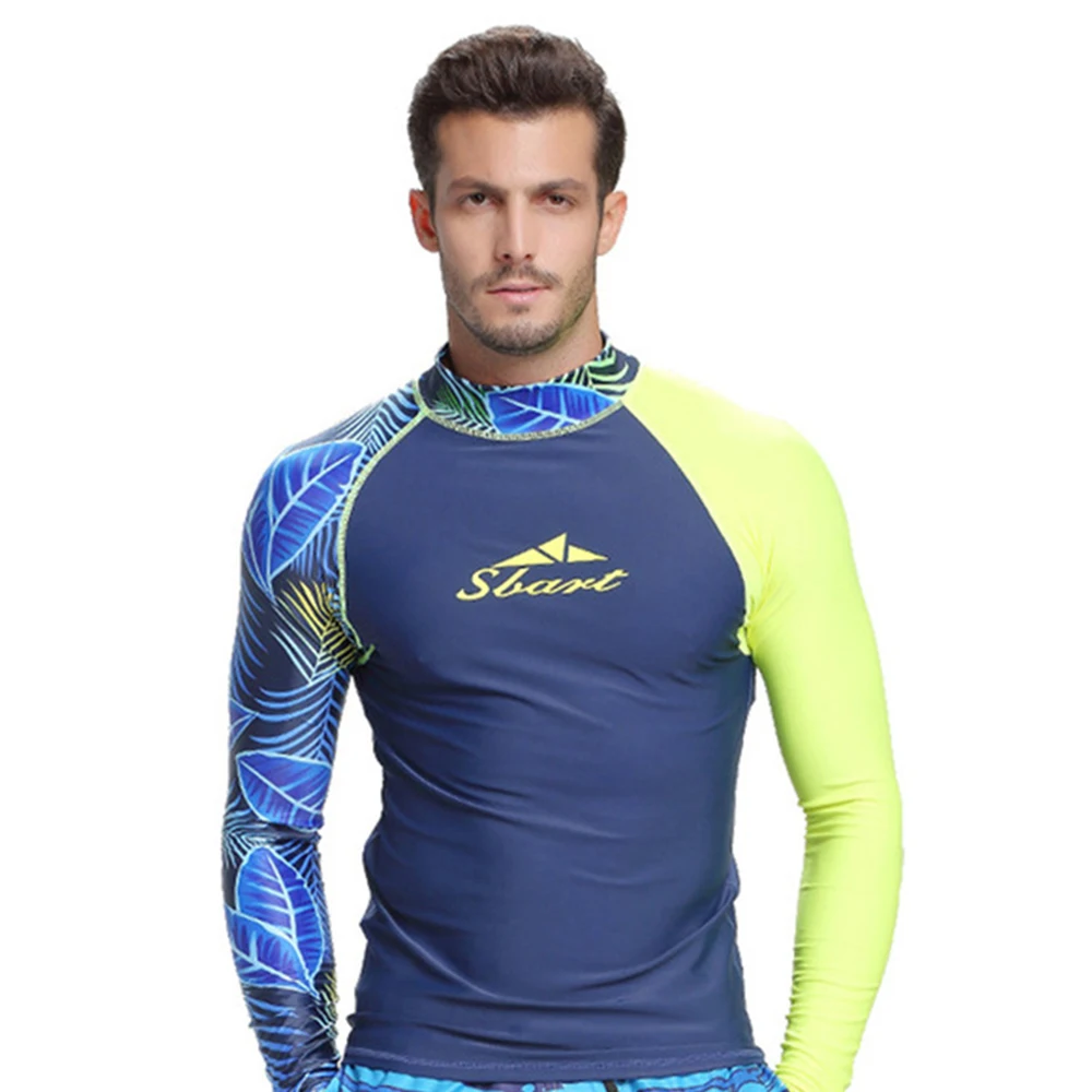 

Fashion Men's High Elastic Comfort Split Long Sleeve Sunscreen Shirt Water Sports Beach Surf Snorkeling Quick Dry UPF 50+ M-3XL