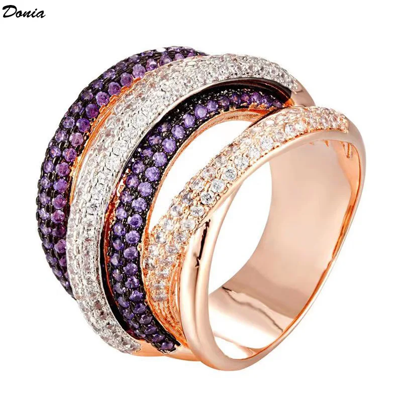 Donia jewelry european and american fashion multilayer volumetric ring high quality micro inlaid AAA zircon exaggerated jewelry