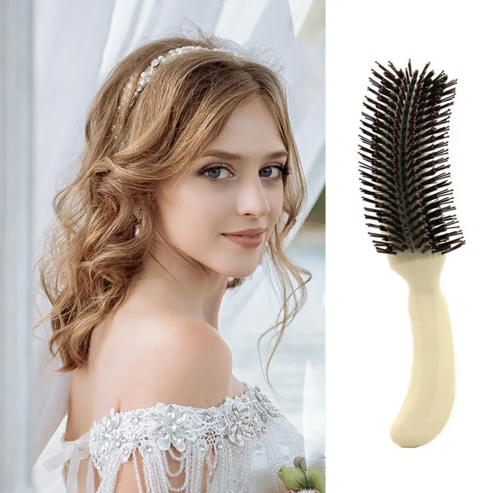 

Professional Scalp Massag Fluffy Hairdressing Comb Anti-slip Plastic Frizz Hair Brush Soft Anti-Static S-shaped Comb Barber