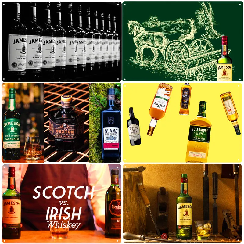

Ирландская табличка для виски, винтажные металлические жестяные знаки, домашнее украшение для паба, бара, клуба, настенные постеры для холо...
