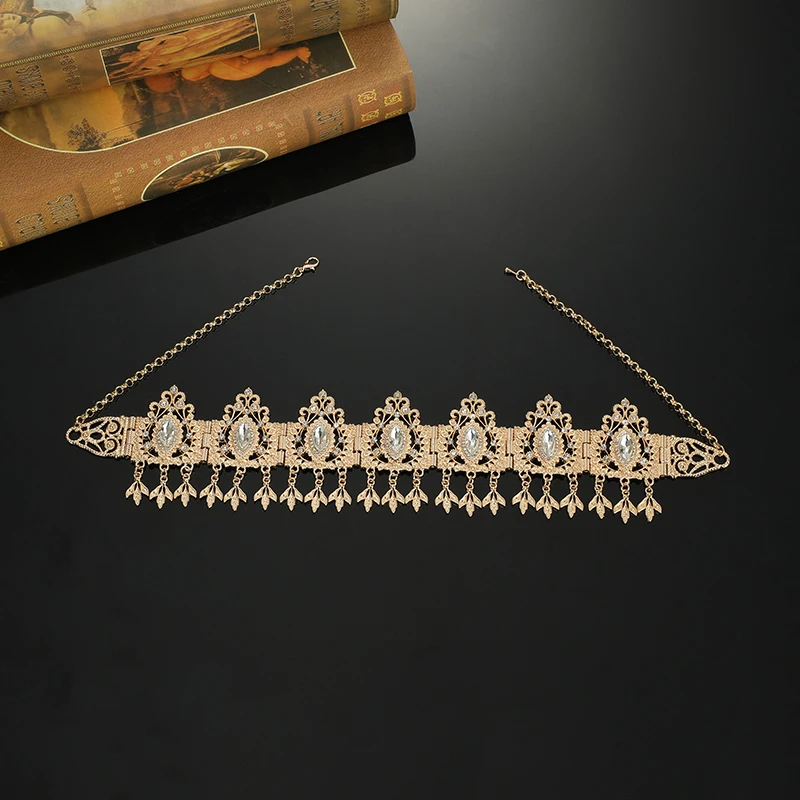 Классическая Роскошная металлическая цепочка с кристаллами в марокканском