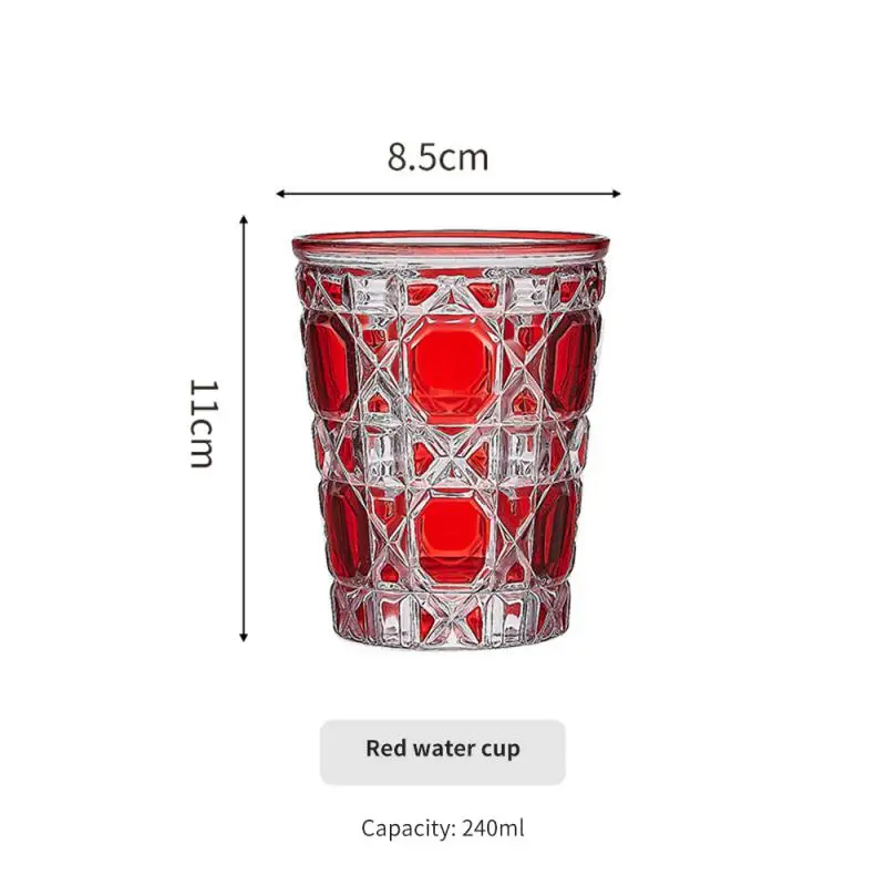 

Light Luxury Ins Style Glass Whisky Bubble Water Cup Color Foreign Wine Cup Plaid Vodka Wine Cup Artwork Gift Coffee Cup