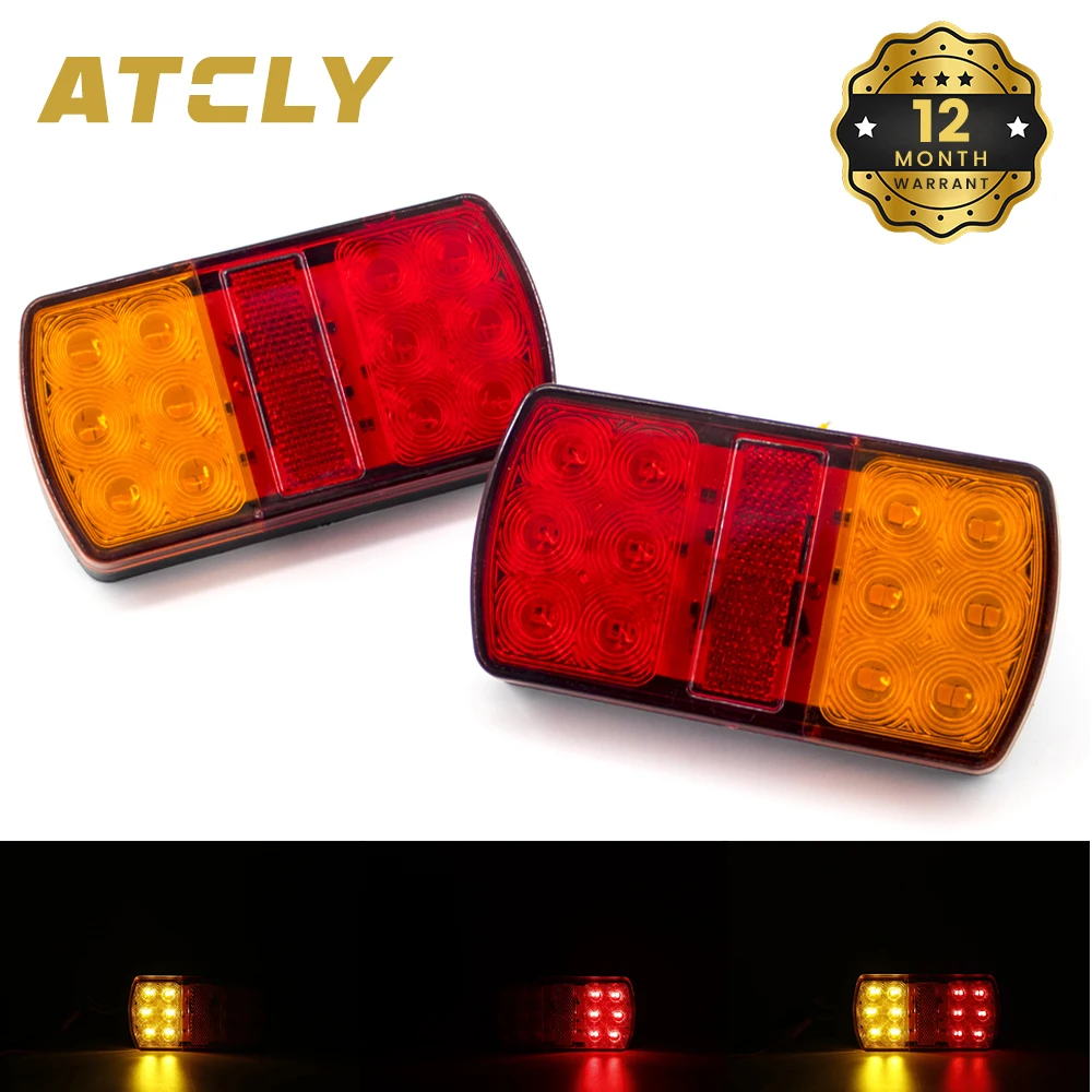 

2pcs 12 LED 12V 24V Truck Car Trailer Rear Tail Light Brake Stop Turn Signal Indicator Lamp Lorry Caravan Van Bus Waterproof