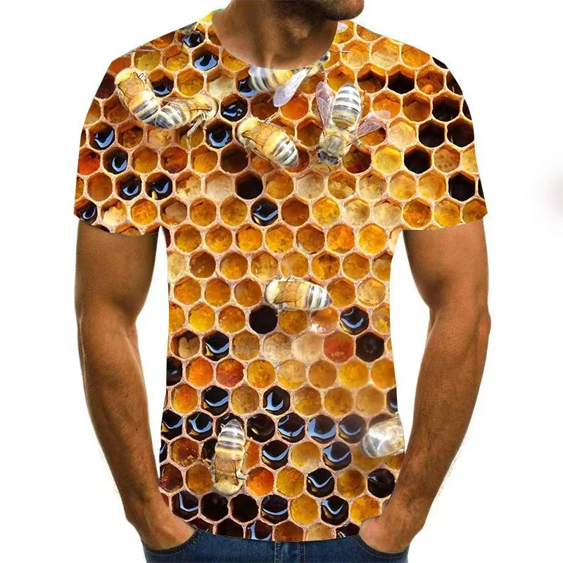 

Funny Bee 3D Print Men's T-Shirt Short Sleeve Women's Leisure Unisex Super Large T-shirt O-Neck Top