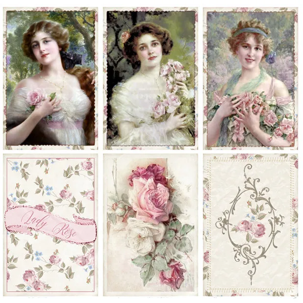 

Vintage lady rose Stickers Crafts And Scrapbooking stickers kids toys book Decorative sticker DIY Stationery