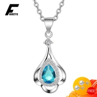 fuihetys fashion pendant necklace 925 silver jewelry accessories inlaid zircon gemstone ornaments for women wedding party gift