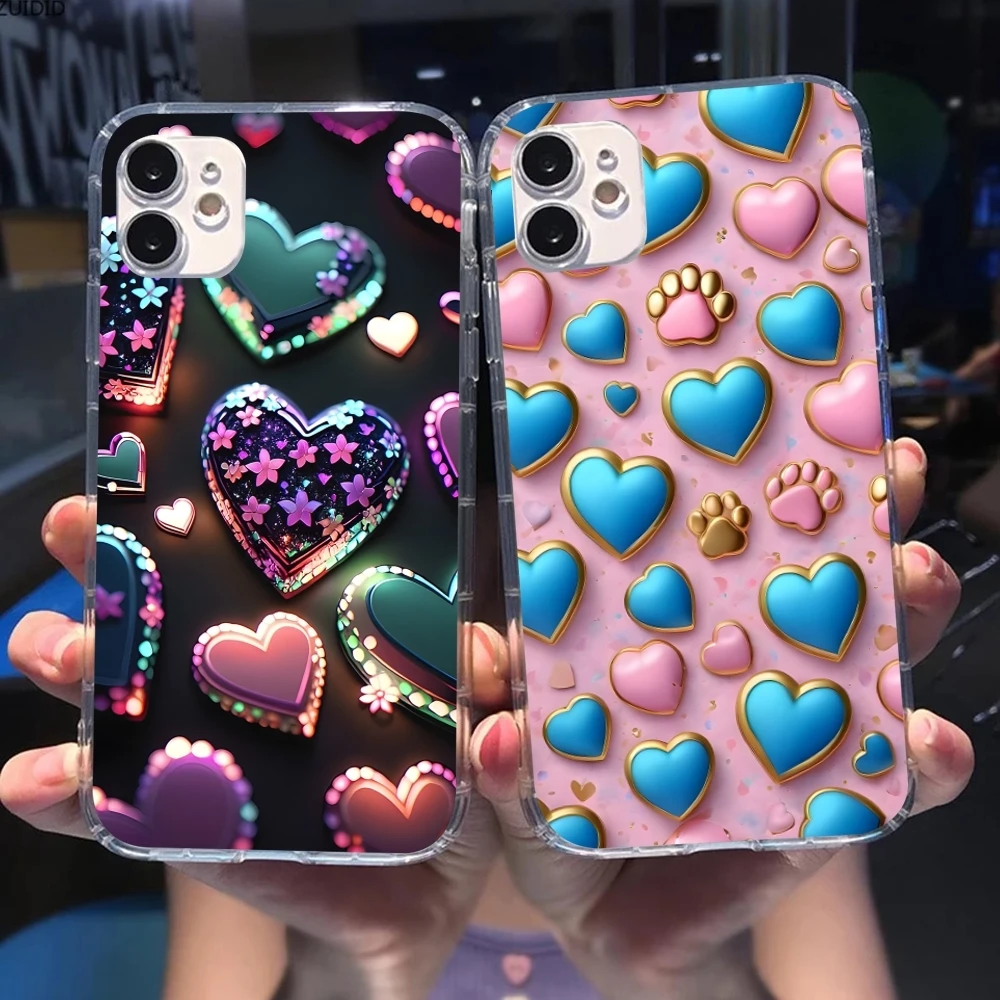 Чехол для мобильного телефона Y2K Glowing Love Hearts iPhone 16 15 14 13 12 11 X XR XS 8 Pro Max Plus