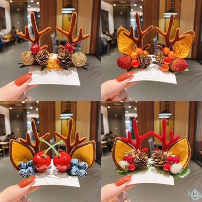 2 шт. новые рождественские заколки для волос милые с оленями женщин и девочек