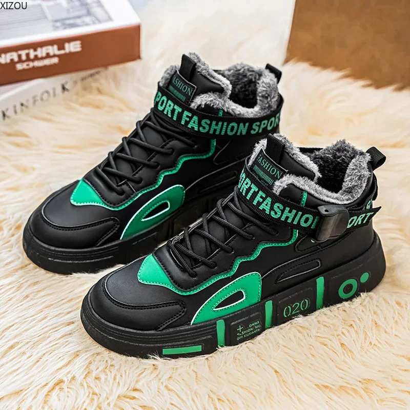 Мужские ботинки Пара ботинок Бархатные утолщенные высокие кеды Мужская зимняя