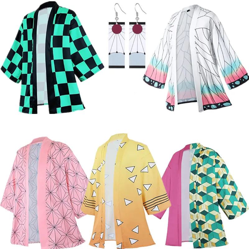 

Anime Demon Slayers Haori Kimono Cosplay Costume Kimetsu No Yaiba Tanjir Kamado Nezuko Zenitsu Shinobu Summer Coat Shirt Clothes