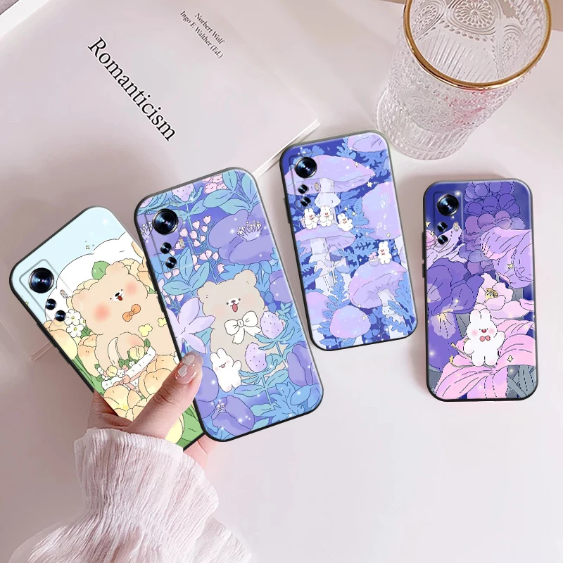 

Painted Bear Cute Rabbit Phone Case For Xiaomi Redmi Note 10 11S 11Pro 9S 9 8T 8 Pro Phone Case 11T 5G 9T 7 Cover Coque Fundas