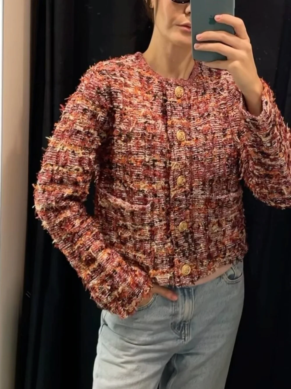 Женское вязаное пальто в стиле ретро с девчачьей текстурой шикарное однобортное