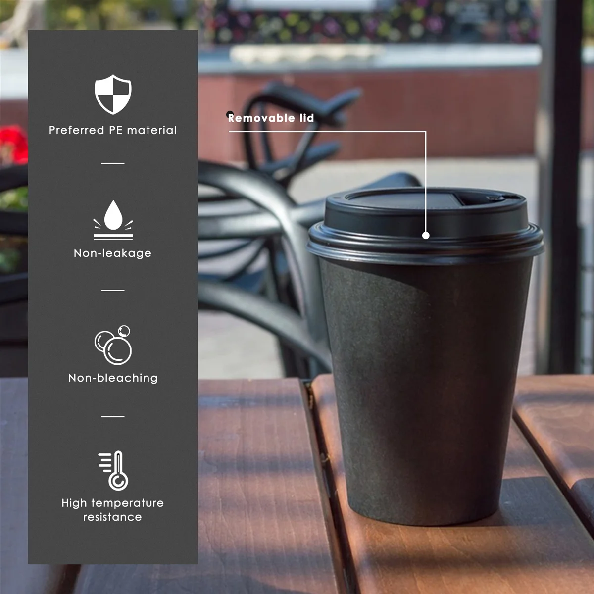 20 бумажных стаканчиков (9 унций)-однотонная зернистость (черный)