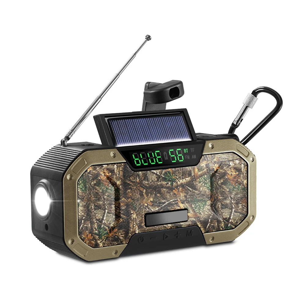 

5000mAh Multifunctional Portable Speaker Bluetooth-Compatible Hand Crank Solar Radio AM/FM Outdoor Emergency Radio LED Flashligh