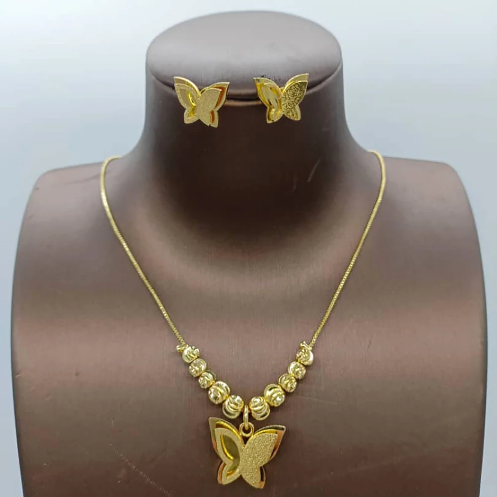 

Nigeria Butterfly Jewelry Sets African Necklace and Earrings Beads Jewelry Bohemia Design Golden Color Necklace Jewellery Gifts