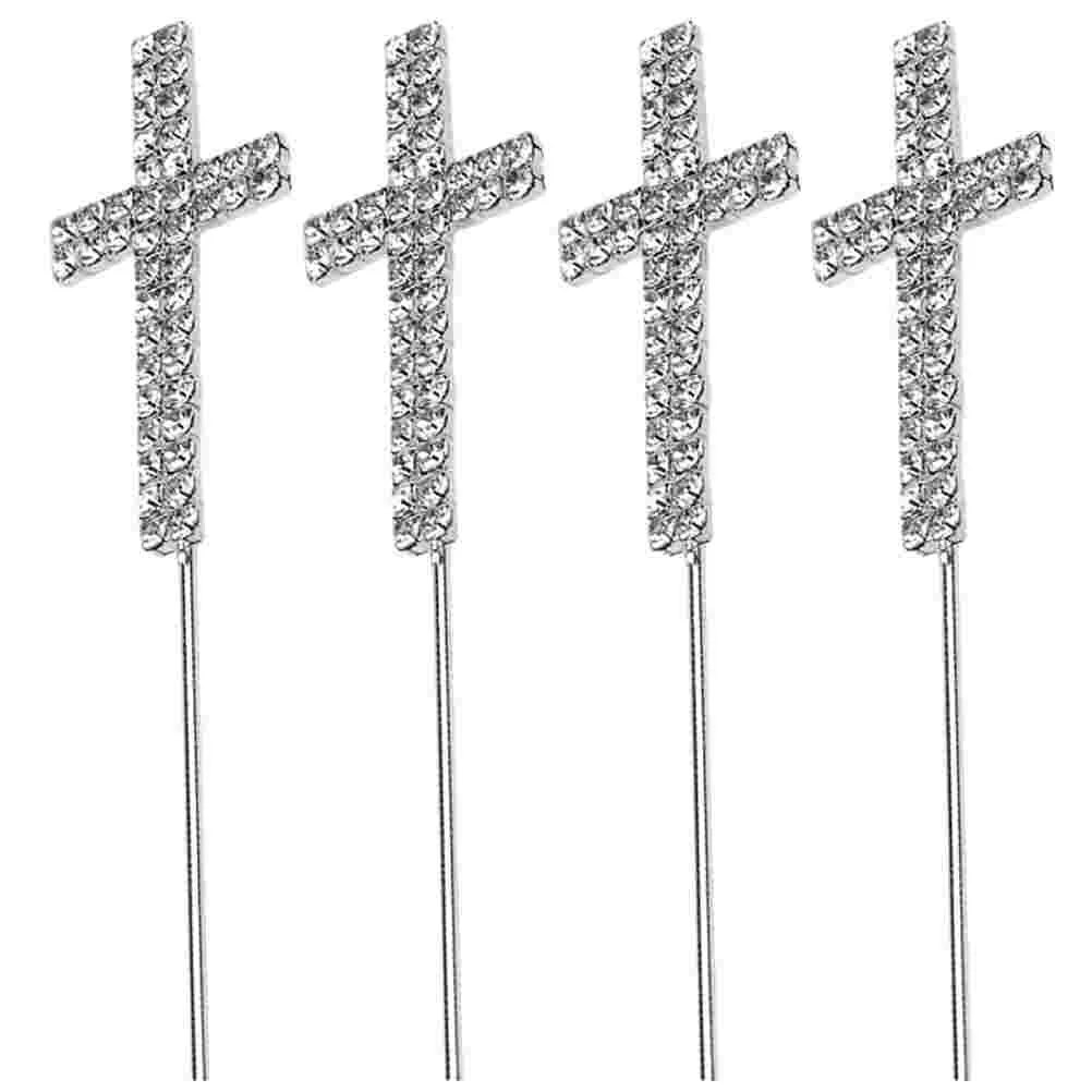 

Cross Cake Decoration Topper Crystal Picks Cupcake Baptism Sculpture Keepsake Dedication Child Elegant Glitter Bless God