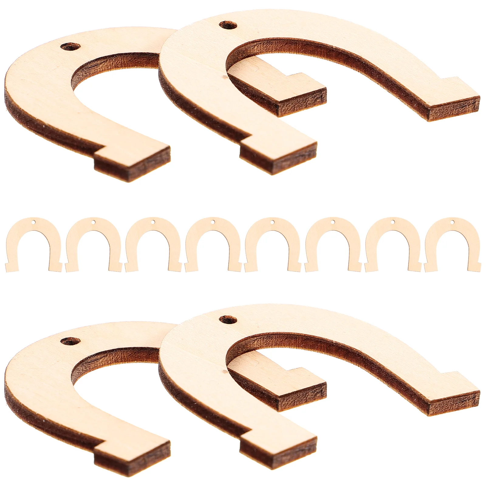 

Charm DIY Painting Slices Unfinished Horseshoe Cutouts Wood Chips Graffiti Accessory
