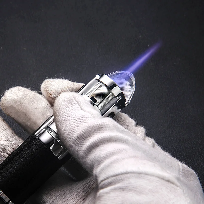 

HONEST Portable Pen Inflatable Lighter Big Fire Windproof Direct Impact Blue Flame Metal Cigar Igniter High-end Men's Gift