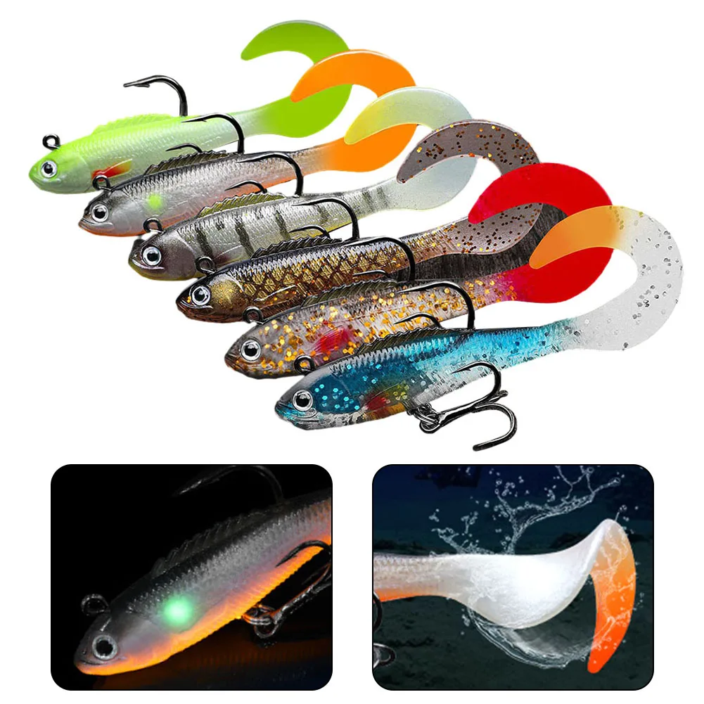 

TRUSCEND Luya Bait Double Hook Bionic Baits Fluorescent False Luya Soft Bait T-tail Simulation Fishing Lure Carp Fish Accessorie