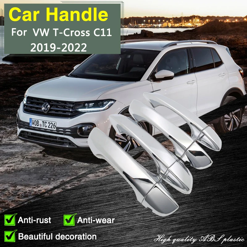 

for Volkswagen VW T-Cross C11 2019 2020 2021 2022 Durable Chrome Door Handle Cover Trim Car Cap Accessorie Styling decor Sticker